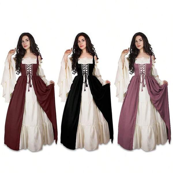 Esplosione di costumi di Halloween, europeo-americano, colletto, vita, medievale, rinascimentale, abiti vintage
