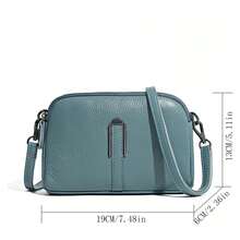 Bolsa de Cuero Genuino de Lujo, Bolsa Cruzada para Mujer, Clutch de Color Sólido, Bolsas para Teléfono, Bolsa de Hombro, Bolsa Mensajera, Sac - Verde - Ver 5
