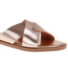 calcena Women's Criss-Cross Flat Slide Sandals – Minimalist Open-Toe Summer Slip-On With Wide Straps And Soft Sole