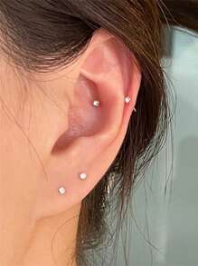 4 Pairs Classic Cubic Zirconia Stud Earrings Set In Black & White, Hypoallergenic, Can Be Worn While Sleeping, Copper Nickel-Free Plating, Suitable For Women's Daily Wear And As Valentine's/Thanksgiving Gifts, Versatile Fashion Accessory For All Seasons