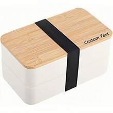 1pc Customized Bento Lunch Box With Japanese Style, Suitable For Students, Office Workers, Microwave-Friendly Bamboo Lid, Made Of Wheat Straw, Single/Double Layer, Multi-Color Options, Portable Meal Container For School Lunch, Work Meal, Outdoor, Travel, Picnic
