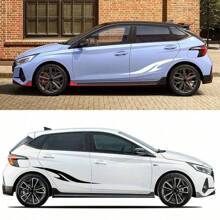 2PCS Car Side Stripe Cool Racing Sticker - Glossy Surface, Asymmetrical Shape With Sporty Geometric And Cartoon Patterns, Disposable Self-Adhesive Graphics, Fun And Fashionable Graphics DIY Styling Stickers, Suitable For Most Cars