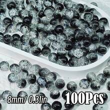 闪亮裂纹玻璃珠，破裂效果，尺寸为 10 毫米/0.39 英寸和 8 毫米/0.31 英寸。多色圆形珠子，用于 DIY 珠宝、手链、项链、耳环和手工艺品制作。