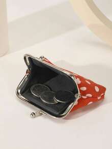 Perfezione a pois: Portamonete versatile da donna con chiusura a bacio, portafoglio da viaggio, mini portafoglio - Colore mogano - Visualizzare 4