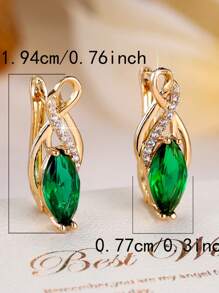 1 Pair Elegant High-End Interwoven Golden Zirconia Stone Women Dangle Earrings, Suitable For Daily And Party Wear