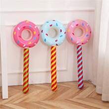 2 Stück aufblasbare Donut & Lutscher Deko, bunte Süßigkeiten Themen Ballons mit gestreiftem Stiel - ideal für Geburtstagsfeiern und Feiern