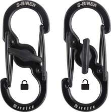 Nite Ize S-Biner MicroLock Stainless Steel - S-Biner With Locking Dual Sided - Keep Keys Secure With Carabiner Holder - Black (2 Pack) - New Colors Assorted - View 2