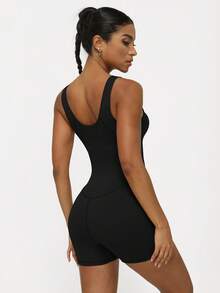 Sodalemon Women Sleeveless With Chest Cushion Hip Lifting Fitness Training Set Padded Gym Fitness Sport Jumpsuit Shapewear Bodysuit