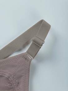 1 pezzo Reggiseno senza ferretto in pizzo di colore unito con coppe intere, intimo sexy, push-up, traspirante e trasparente per le donne