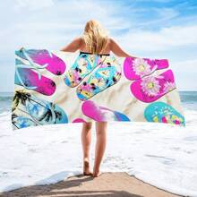 1pc Ultra-Soft Microfiber Beach Towel, Quick-Drying, Lightweight, Absorbent Polyester Blend, Ideal For Camping And Beach Gear, Travel Towel, Bath Towel Quick-Drying Fabric