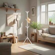Closet Storage, Freestanding Coat Rack With 9 Hooks, Assemblable And Detachable, Space-Saving Coat Racks For Bedroom, Hallway, Entrance, Office, For Hats, Coats, Scarves, HandbagsCoat Rack Back To School - White - View 2