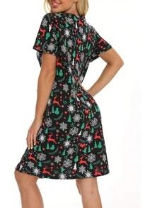 Camisones de mujer de algodón, ropa de dormir talla grande, camiseta de dormir de manga corta, camiseta de dormir estampada