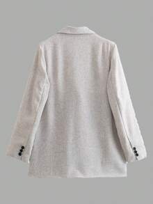 Casual Double-Breasted Lightweight Blazer For Spring And Autumn - Light Grey - View 2