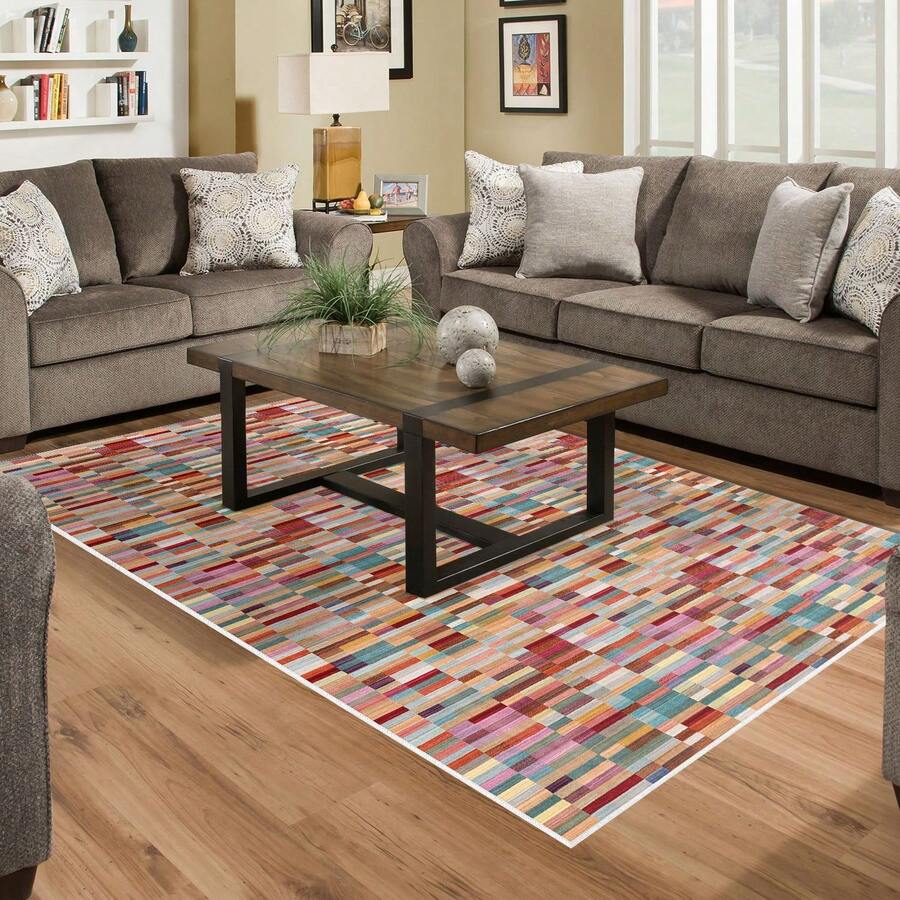 MADE IN TURKEY Inci Digital Printed Turkish Rug – Soft Touch, Washable Carpet With Non-Slip Felt Backing – Modern Decorative Floor Mat, Suitable For Living Room, Bedroom, Hallway Or Entryway – Available In 7 Sizes (50*60, 50*80, 60*100, 80*120, 80*150, 80*200, 80*300 Cm). Quick-Drying, Highly Absorbent, Soft, And Comfortable Design. Suitable For Both Indoor And Outdoor Use. - Red - View 1