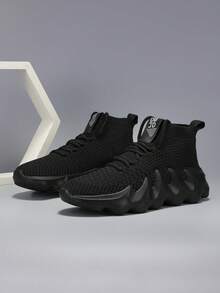 男士超轻火焰厚底运动户外休闲鞋，个性化适合所有季节 - 黑色 - 查看 3