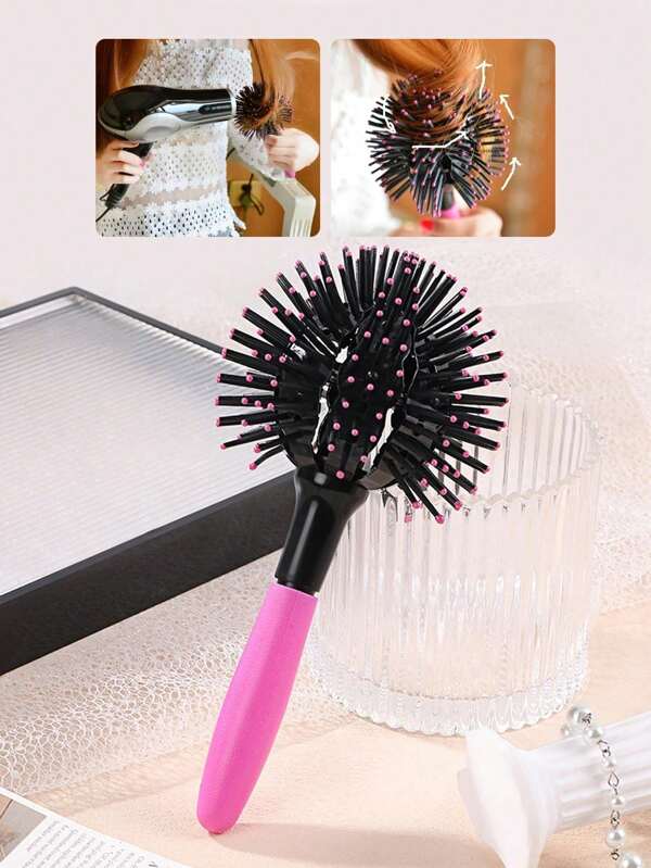 3D Round Hair Brush For Smooth Hair Styling, 360 Degree Spherical Shape, Salon Heatproof Hair Comb