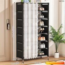Multi-Tier Dust-Proof Shoe Rack, Multifunctional Assembly Shoe Organizer With Curtain, For Dorm Bedroom