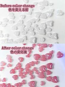 50pcs/100pcs Color-Changing Nail Decorations,Cute Hearts,Angel Wings,Bow Nail Decorations,Outdoor Color-Changing Nail Diy Accessories Nail Charms
