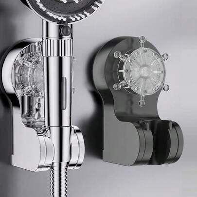 1个浴室吸盘式淋浴喷头支架，360度旋转壁挂式淋浴喷头支架，舵形设计，无需钻孔淋浴喷头支架，浴室配件，浴室工具