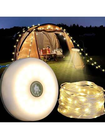 Luz recargable para tienda, lámpara LED portátil de camping con modos de iluminación cálida blanca y RGB, batería de 2000mAh, ajuste de brillo multinivel, lámpara magnética para tienda, linterna de emergencia, alcance de 10m, accesorio de camping