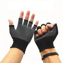 1 Pair Breathable Non-Slip Half Finger Gloves, Suitable For Cycling, Hiking And Workout