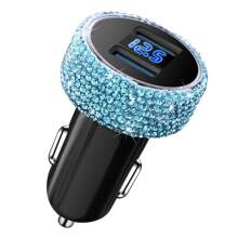 1 pièce Chargeur de voiture 2-en-1/8-en-1 avec strass, câble de charge 3-en-1 avec strass, charge rapide, Type C, USB, adaptateur de voiture, compatible avec Apple, téléphone, caméra de tableau de bord, iPad, GPS, cadeau pour les vacances/anniversaire