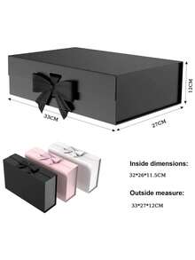 Caja rectangular con tapa magnética, luces y cierre de lazo para festivales, fiestas, regalos de cumpleaños, caja para pedida de mano, bodas, Navidad, Halloween, embalaje de regalos de cumpleaños - Negro - Ver 7