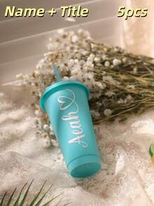 1/5 件，个性化派对冷饮杯，自定义名称和标题，加厚材质，24 盎司大容量，可重复使用，带吸管，适用于婚礼、单身派对、生日派对、户外运动沙滩水瓶以及父亲节礼物、毕业杯、伴娘礼物 - 五彩杯 - 查看 78