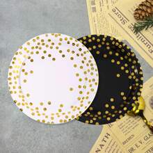 10/20/40pcs Count White And Gold Paper Plates, 7 Inch Metallic Foil Polka Dots Disposable Dessert Party Plates Cocktail Party Supplies Plates For Birthday, Bridal Shower, Easter, Graduation Party