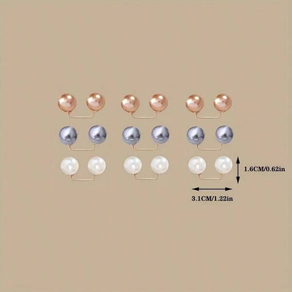 3/9pcs Faux Pearl Tie Clips In 3 Colors, With Surrounding Button And Clothing Decoration Buttons. These Fashionable Accessories Are Designed For Tie Adjustment And Anti-Slip, Perfect For Outfits And Festivals.