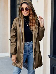 Women's Casual Hooded Padded Jacket With Pockets, Lightweight Quilted Padded Coat With Faux Fur Lining Spring/Fall/Winter Daily Wear