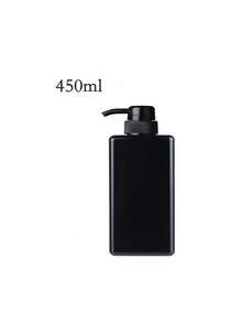 1 Stück PET Kunststoff Lotion/Duschgel nachfüllbare Spenderflasche, schwarze quadratische Form, wiederverwendbarer Seifenspender, Badezimmer Aufbewahrungszubehör für den Schulanfang