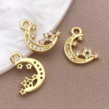2/4/6pcs 18K Gold Plated Cubic Zirconia Flower Star Moon Charms Cute Angel Brass Charms Pendant For Jewelry Necklace Bracelets Earrings Making DIY Crafts