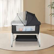 Cuna para bebé Cododo 2 en 1 con ruedas, cama ajustable para recién nacidos hasta 24 meses, ajuste de altura de 6 posiciones, 95*50*98-110cm, ruedas plegables