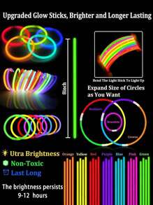 2pcs/20pcs/100pcs Multicolor Glow Sticks Party Glow Stick,Party Decorations, High Quality Super Aid Stick,Colorful Wedding Glow Stick,Continuous Glow For 8~12 Hours, Suitable For Parties, Concerts, Bars, Nightclubs, Glow Stick