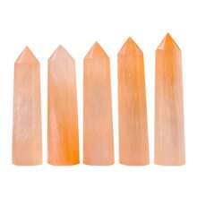 1pc High-Quality Orange Color Selenite Point - Geometric Faceted Crystal For Jewelry Making, DIY Crafts, Home Decor - Ideal For Christmas, Valentine's, Mother'S Day, Graduation Gifts, Jewelry Making Supplies