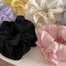 6pcs Women Multi-Color Fresh Lace Double Layer Ruffle Scrunchies, Suitable For Everyday Use