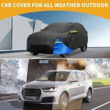Car Cover Waterproof All Weather 210D, UV Sun Rain Protection, With Left Side Zipper - Black Blue for Toyota RAV4 - View 2