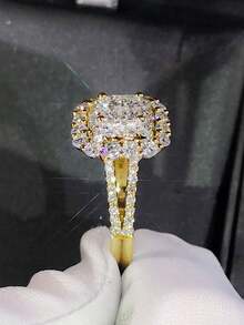 1 PC Fashion Cubic Zirconia Ring For Women Wedding Engagement Valentine's Day Gift - 銀色 - 查看 3