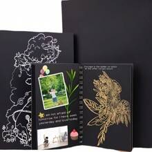 A5/A4 Black Paper Sketchbook, Spiral Bound Black Cardboard Drawing Pad, Blank Black Paper Sketch Book,Back To School,School Supplies