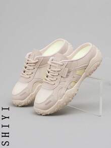 Fashionable Versatile Casual Simple Breathable Backless Sports Shoes - Beige - View 3