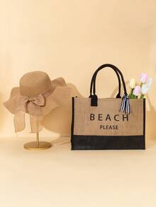 3 piezas/2 piezas/1 pieza Bolsa y decoración personalizadas para dama de honor, bolsa de lona, bolsa de regalo para dama de honor, bolsa para despedida de soltera, bolsa de playa, bolsa de regalo, bolsa para fiesta de novia, bolsa de playa con estampado de letras, regalo ideal para amigas, mujeres, nuevos profesionales y trabajadores de oficina, adecuado para aniversarios, vacaciones y otras ocasiones. Bolsa grande, regalo ideal para mujeres. Conjunto de sombrero de sol de girasol ondulado de moda - Multicolor - Ver 4