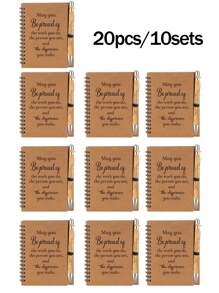 20 pièces/10 jeux Ensemble cadeau de remerciement pour groupe d'employés - Comprend des stylos à bille en bambou de motivation et des cahiers spiralés de motivation. Cahiers de remerciement pour employés, cahiers d'inspiration spiralés. Cadeaux de gros pour bénévoles, enseignants, infirmières, team building, anniversaire, retraite, cadeaux de bureau de remerciement pour les fêtes (20/12/2 pièces)