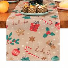 1pc Christmas Tree & Snowflake Leaf Print Table Runner, Holiday/Party/Birthday/Dinner Table Decor, Suitable For Festival, Kitchen, Dining Room, Home Decoration, All Seasons - Multicolor - View 5