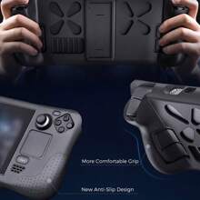 1 set d'étui en silicone pour Steam Deck avec 2 capuchons de joystick, design incurvé, nervures amortissantes à l'intérieur, antichoc, résistant aux rayures, antidérapant, résistant à la transpiration