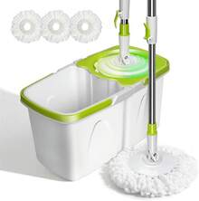 Spin Mop Bucket System,Masthome Pedal Spin Mop And Bucket With Wringer Set,EasyWring Microfiber Mop With 3 Mop Pads,360 ° Spinning Floor Cleaning System - Home & Office Suitable