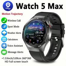 Jooeniok Montre intelligente 5 Pro 2025 Nouvel An, écran HD, commande vocale IA, appel sans fil, plus de 100 modes sport, suivi de la condition physique pour sports de plein air. Montre intelligente homme, cadeau pour Noël, la Saint-Valentin, la Fête des pères