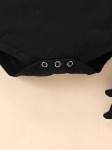 2pcs/Set Halloween Baby Costume, Black Bat Long Sleeve Romper And Bat Hat