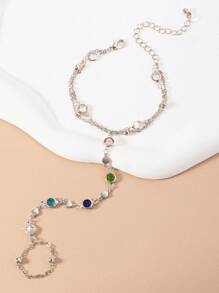 1 pièce Bijou de doigt avec chaîne de perles pour femme, décoration de main de mariée de mode minimaliste pour le mariage, accessoire de tous les jours