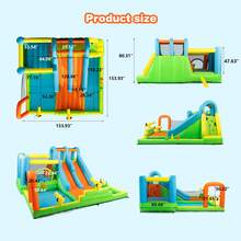 JOYLDIAS Discount Summer Giant Inflatable Water Slide, Waterpark Bounce House With 2 Long Slides, Splash Pool, Trampoline, Climbing Wall, Tossing Game Ring, 550W Hairdryer For Children's Backyard Gardens Indoor And Outdoor Use - 美規A型插(110-127V) - 查看 3